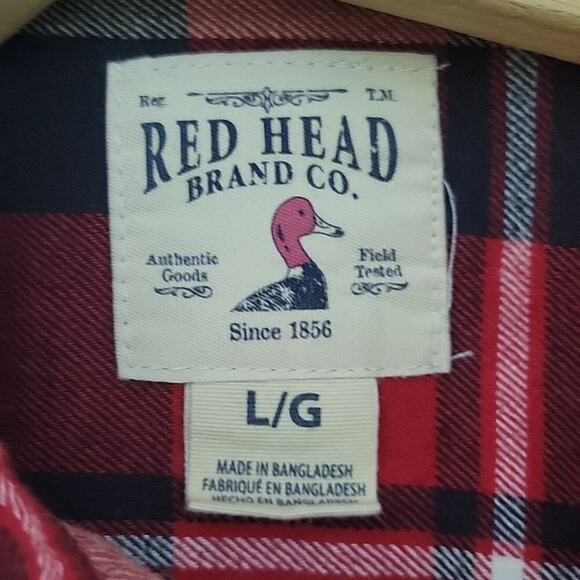 RedHead Red Flannel Button Front Shirt Size Large L - Picture 2 of 5